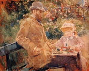 Eugene Manet And His Daughter At Bougival — Berthe Morisot
