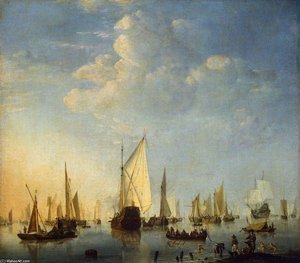 Barcos En Un Mar Calmo — Willem Van De Velde El Anciano