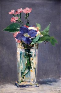 Oeillets Et Clematite Dans Un Vase De Cristal — Édouard Manet