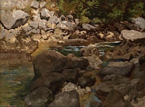 Deutsch Gebirgsbach Mit Felsblöcken English Mountain Stream With Boulders — كارل إدوارد شوخ