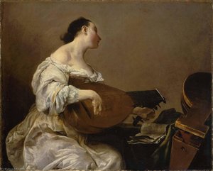 Deutsch Frau Spielt Laute Français Femme Jouant Du Luth — Giuseppe Maria Crespi