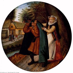 A Flemish Proverb. 'a Wife Hiding Her Infidelity From Her Husband Under A Blue Cloak' — Pieter Bruegel The Younger
