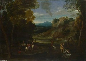 Landscape With A Hunting Party — Giovan Battista Viola