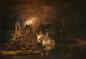 A Fire At Night — Egbert Van Der Poel