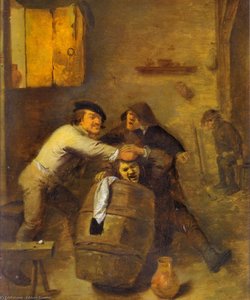Peasants Quarrelling In An Interior — Adriaen Brouwer