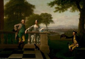 Edward Gordon, His Sister Mrs Miles, And Her Husband In Their Garden At Bromley — Arthur William Devis