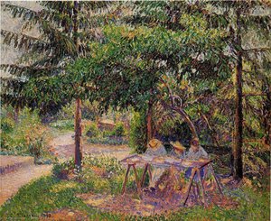 Niños En Un Jardín En Eragny — Camille Pissarro