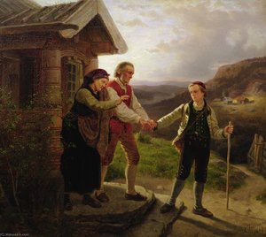 The Youngest Son's Farewell — Adolph Tidemand