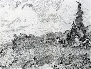 Campo Di Grano Con Cipressi Presso Haute Galline — Vincent Willem Van Gogh