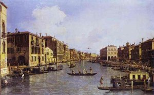 The Grand Canal Looking Down To The Rialto Bridge — Canaletto