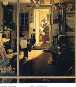 Shuffleton's Barbershop — Norman Rockwell