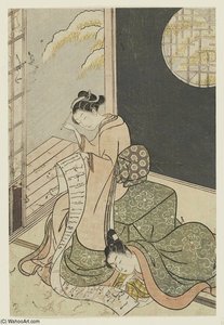 Couple At A Kotatsu Reading A Letter — Suzuki Harunobu