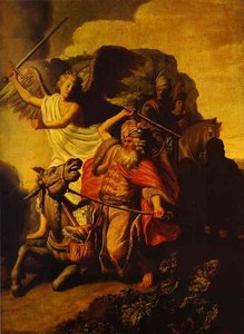 "the Ass Of Balaam Talking Before The Angel" -> "balaamova Koza Razgovarja Z Anglom" — Rembrandt