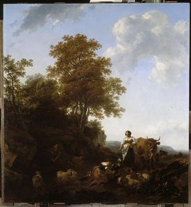 Bergère Trayant Une Chèvre — Nicolaes Pietersz Berchem