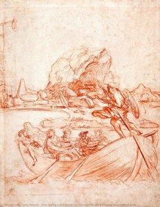Time Driving A Boat Ferries The Four Seasons And A Sleeping Figure Toward Death — Carlo Maratta