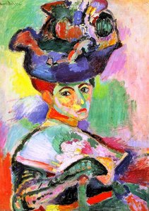帽子をかぶった女性（マティス） - Henri Matisse の傑作です。大胆な色彩と洗練されたデザインが特徴の、20世紀美術における重要な声明です。この作品は、妻であるマダム・マティスを、個人的な愛情と芸術的な革新の象徴として描いています。印象派の影響を受けつつ、ゴッホのような感情に訴えかける色彩を用い、野獣（fauves）と呼ばれる芸術運動を牽引しました。大胆な色使いと流れるような筆致が特徴で、従来の写実性を無視して感情を直接的に表現しています。この作品は、単なる肖像画ではなく、色彩、形、そして感情 — マティス