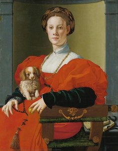 Porträt Einer Dame Mit Einem Schoßhund — Agnolo Bronzino
