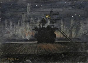 Hms 'pursuer' View Of An Island Against The Aurora Borealis — Stiven Bon