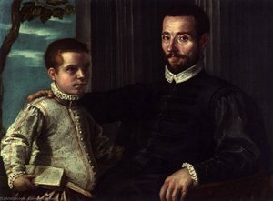 Portrait Of A Nobleman With His Son — Domenico Robusti