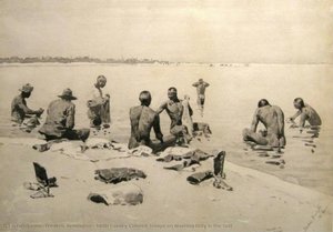 Nono Cavalleria Afroamericana Lavaggio In Spiaggia — Frederic Remington