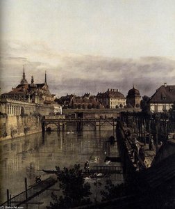 The Moat Of The Zwinger In Dresden (detail) — Bernardo Bellotto