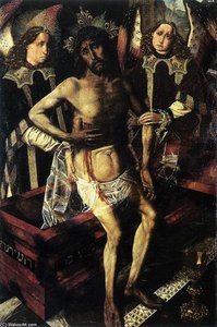 Christ At The Tomb Supported By Two Angels — Bartolomé Bermejo