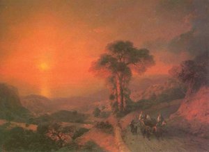 Näkymä Merelle Vuorilta Auringonlaskun Aikaan. Krim. — Ivan Aivazovsky