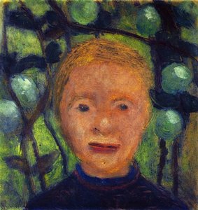 Girl's Head Against Green Foliage — Paula Modersohn-becker