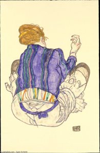 Seated Woman, Back View — Egon Schiele