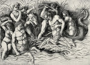 Die Schlacht Der Meeresgötter -> La Battaglia Dei Mari Divini — Andrea Mantegna