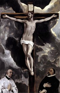 Christ On The Cross Adored By Two Donors — El Greco