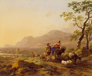 Italian Landscape With Figures — Nicolaes Pietersz Berchem