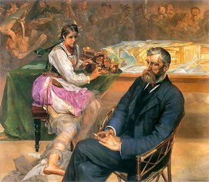 Portrait Of Adam Asnyka And The Muse — Jacek Malczewski