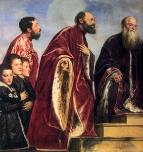 The Vendramin Family Venerating A Relic Of The True Cross (detail) — Titian