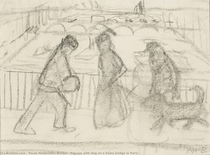 Figuras Con Perro En Un Puente Del Sena En París — Paula Modersohn-becker