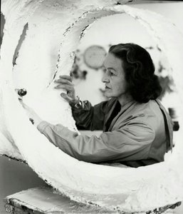 Barbara Hepworth At Work On The Plaster For Oval Form (trezion) (photo: Val Wilmer) — Barbara Hepworth