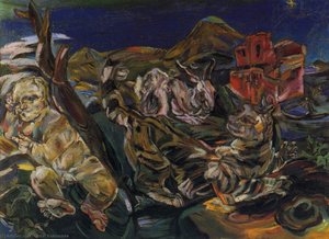 Nature Morte Avec Chat, Putto Et Lapin, Still Life With Cat, Putto And Rabbit, — Oskar Kokoschka