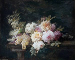 Still Life, Roses And Grapes — Hans Iten