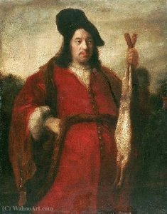 Portrait Of A Man Holding A Hare. — Daniel Ii Schultz