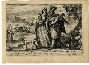 Lady And Gentleman Walking On The Bank Of A River — Crispijn Van De Passe