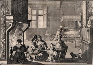 A Woman Wrapping A Baby In Swaddling Bandages After Breast — Abraham Bosse