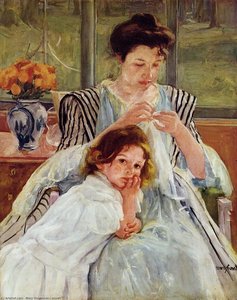 Jung Mutter Nähen — Mary Stevenson Cassatt