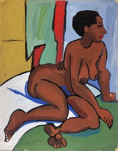Female Nude Reclining On White Cloth — William H. Johnson