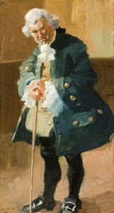 Vecchio Gentiluomo In Costume D'epoca Con Bastone Da Passeggio — Sir Alfred James Munnings