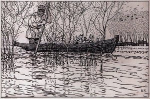 An Illustration For Nikolai Nekrasov's Poem Grandpa Mazai And Hares — Boris Mikhailovich Kustodiev