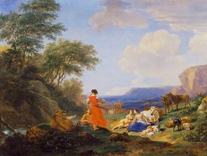 The Infant Jupiter With The Nymphs On Mount Ida — Nicolaes Pietersz Berchem