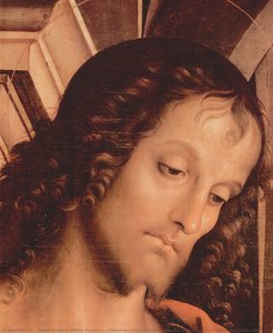 Madonna Enthroned With St. John The Tufer And St. Sebastian (detail) — Pietro Perugino
