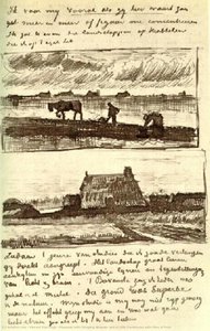 Sėklojas Su Nugūvusią Moterimi Ir Mažas Ūkio Namelis Su Anglių Krūviniais — Vinsentas Van Gogas