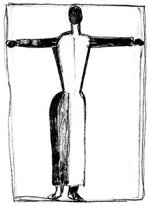 Figure Dans La Forme D'une Croix Avec Les Mains Levées — Kazimir Malevitch