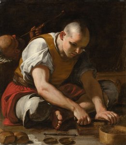 A Man Cutting Tobacco — Mattia Preti